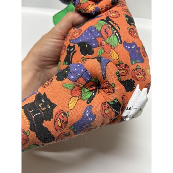 Vintage Kuddle Me Toys Halloween Teddy Bear Plush Pumpkins Cats Witches Orange - Picture 6 of 12